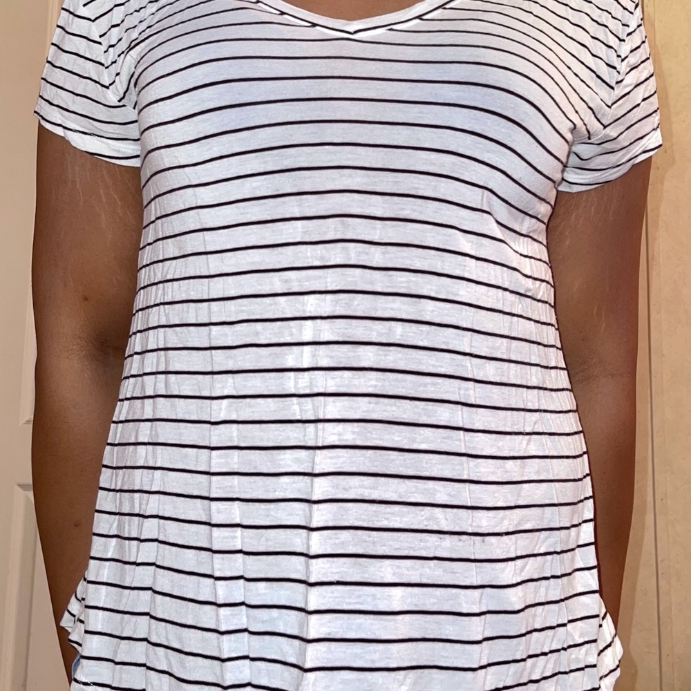 Black and white striped blouse